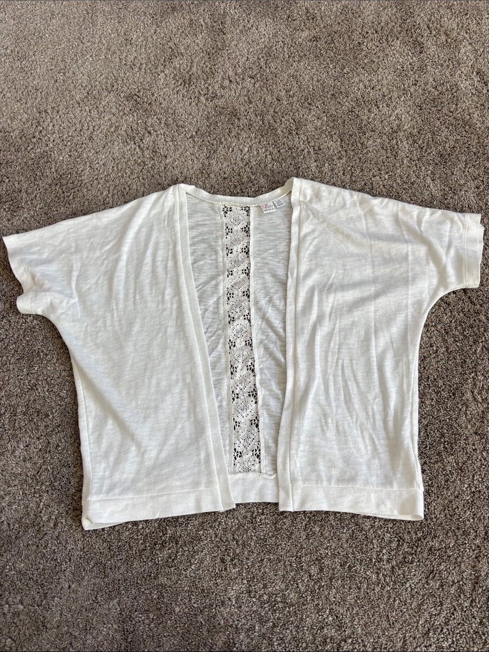 The Children's Place White Lace-Panel Open Front Camisole Top
